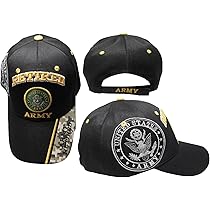 Amazon | kys U.S. Army エンブレム付き退職キャップ ブラック/迷彩